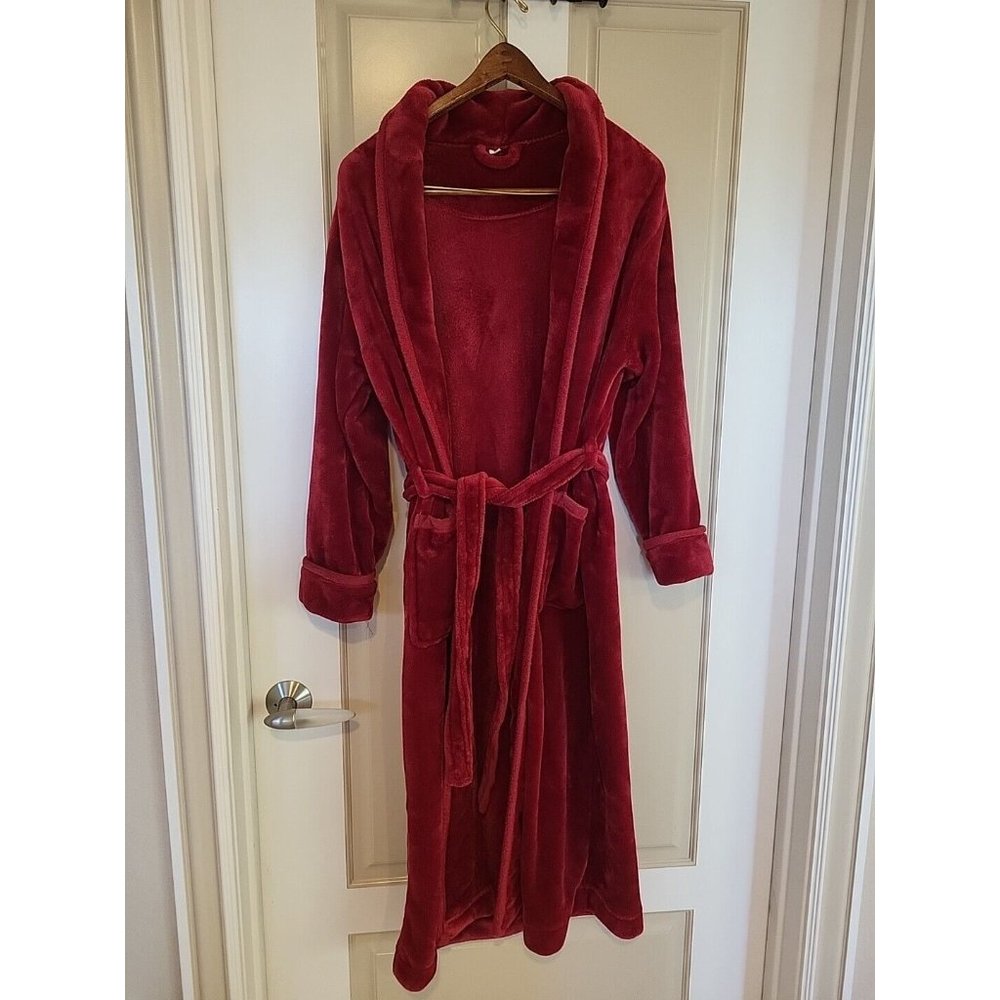 Ultra Soft Plush Women Small Bathrope Dressing Gown Burgundy red NY Threads